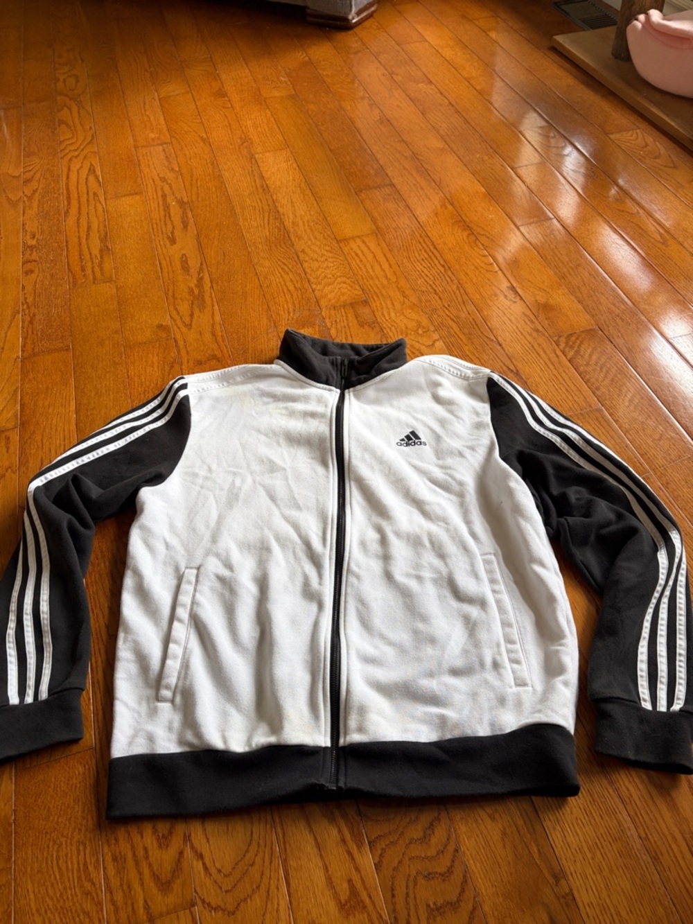 adidas Black and White Hooded Track Jacket